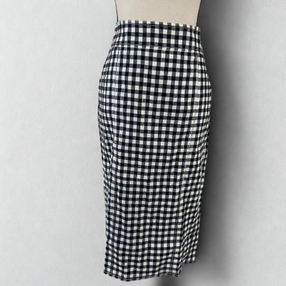 J.Crew NWT Linen-Blend Gingham Pencil Skirt Size 6 - Tailored Fit Black & White